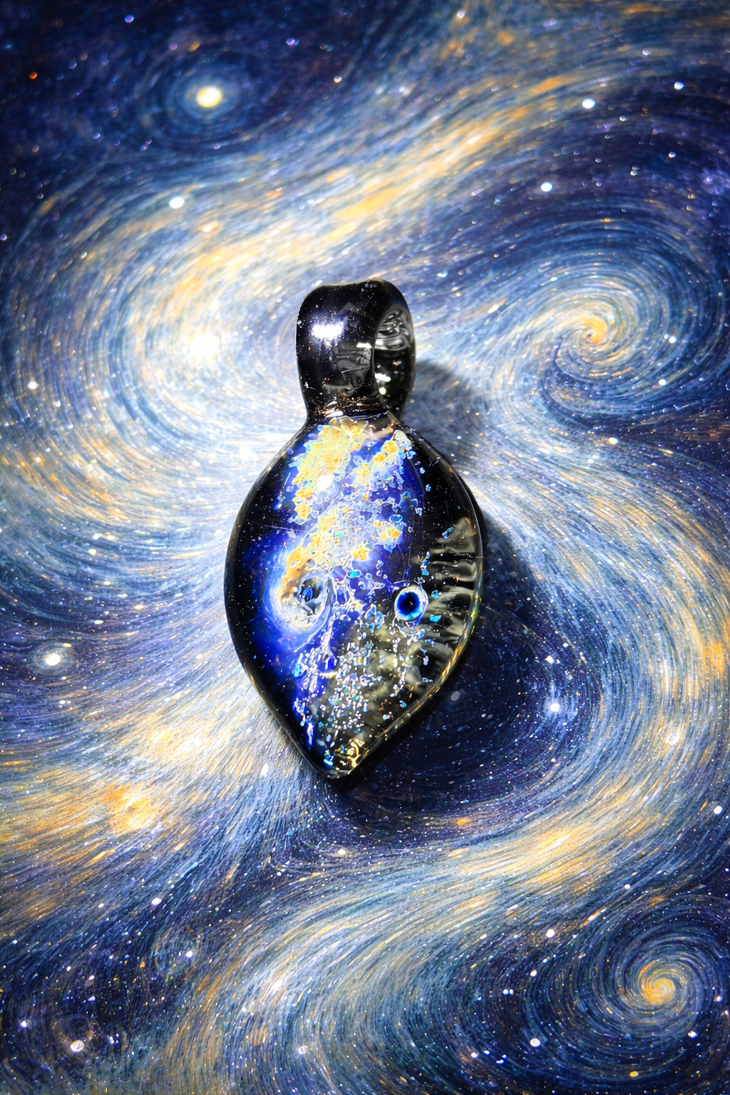 Encased Opal Galaxy Pendant – Silver & Gold Fumed - Precious Metal Series