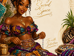 A cartoon image of a woman wearing waist beads