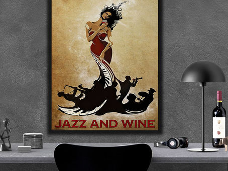 New - Girl Easily Distracted By Jazz And Wine Book Page poster, canvas
