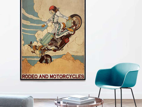 Best - Girl Easily Distracted By Rodeo And Motorcycles poster, canvas