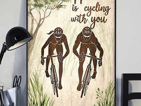 Shop - Couple Cycling Happiness Is Cycling With You poster, canvas