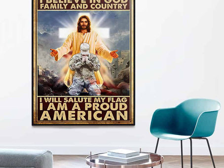 Hot - I am a veteran I believe in God Family and country I will salute my flag poster, canvas