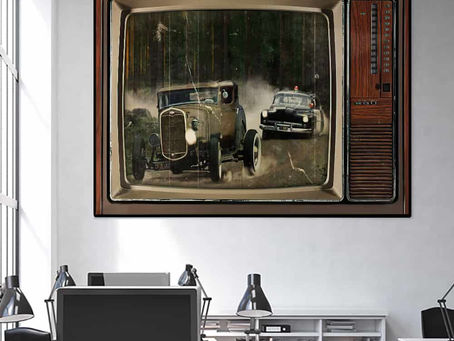 Buy - Hot Rod Chasing Scene Television poster, canvas