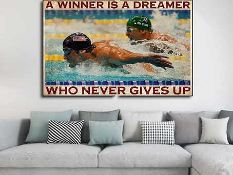 Best - Old Man Don't Stop Swimming A Winner Is A Dreamer Who Never Gives Up poster, canvas