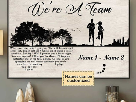 Best - Running Couple Guitar We're A Team You Got Me I Got Us poster, canvas
