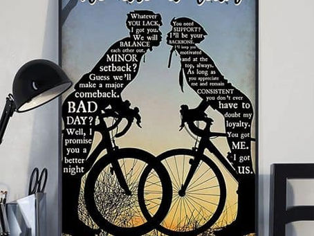 Hot - Cyclist Couple Kissing We Are A Team You Got Me I Got Us poster, canvas