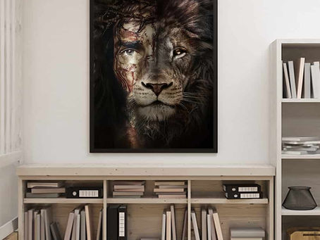 Find - Jesus and Lion Great God poster, canvas