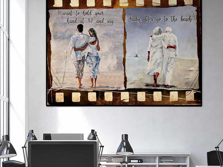 Best - Beach Couple Film Strip I Want To Hold Your Hand At 80 And Say Baby Let's Go Beach poster