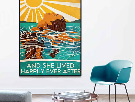 New - Swimming And She Lived Happily Ever After poster, canvas