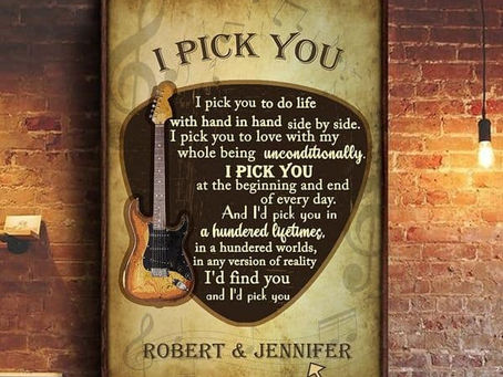 Find - Guitar I pick you I pick you to do life with hand in hand side by side poster, canvas
