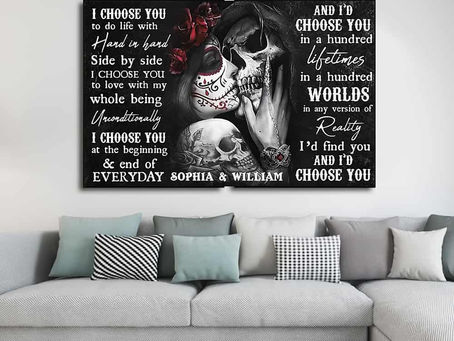 Buy - Sugar Skull Couple I Choose You To Do Life With Hand In Hand Side By Side I Choose You poster