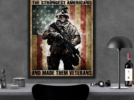Shop - God found some of the strongest Americans and made them veterans Soldier Flag vintage poster