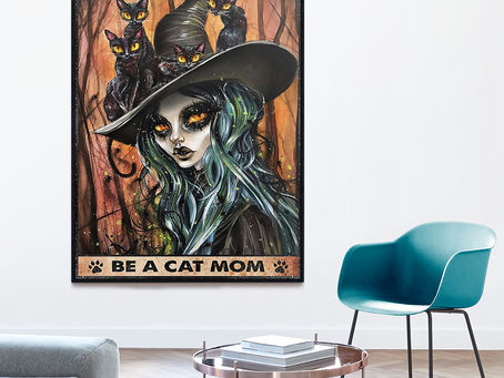 Find - In a world full of princesses be a cat mom witch poster, canvas