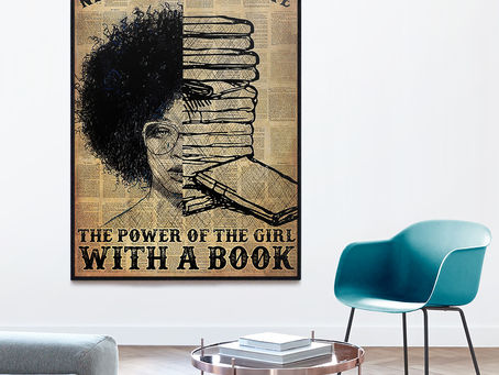 Buy - Afro Girl Never Underestimate The Power Of A Girl With A Book poster, canvas