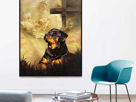 Shop - Rottweiler Take my god hand Jesus poster, canvas