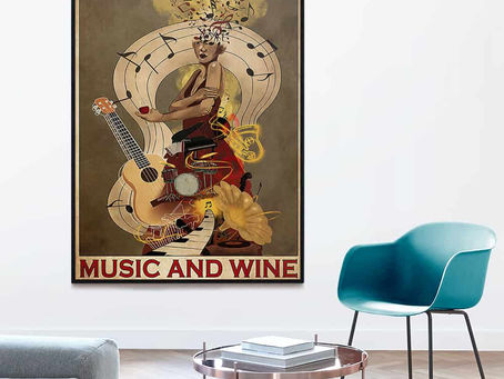Find - Musical Instrument Easily Distracted By Music And Wine poster, canvas