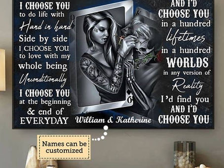 Best - Skull Tattoo Couple I Choose You I choose you to do life with hand in hand poster, canvas