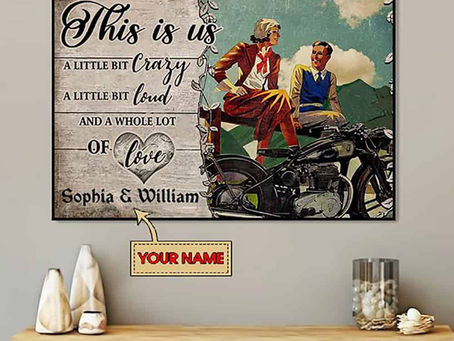 Shop - Motorcycle Couple This is us a little bit crazy, loud and a whole lot of love poster, canvas
