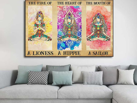 Find - Yoga The fire of a lioness the heart of a hippie the mouth of a sailor poster, canvas