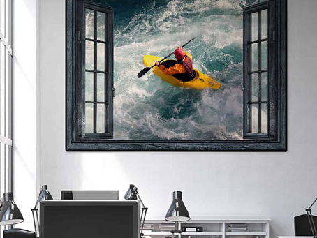 Shop - Kayaking Front Window poster, canvas