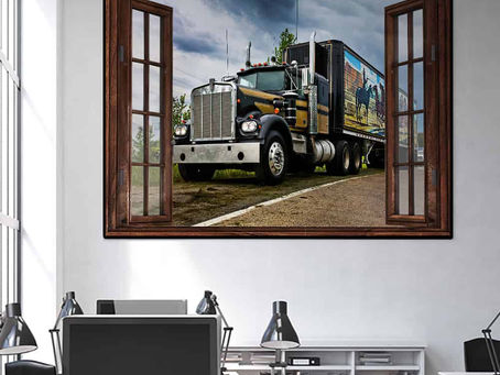 New - Truck Front The Window poster, canvas