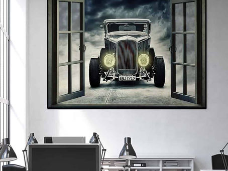 Best - Hot Rod Window View poster, canvas