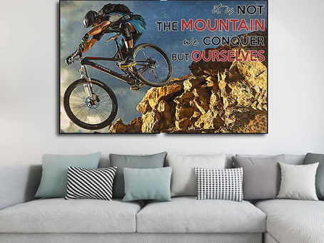 New - Motorbike It is not the mountain we conquer but ourselves poster, canvas