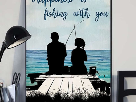 New - Fishing Couple Happiness Is Fishing With You poster, canvas