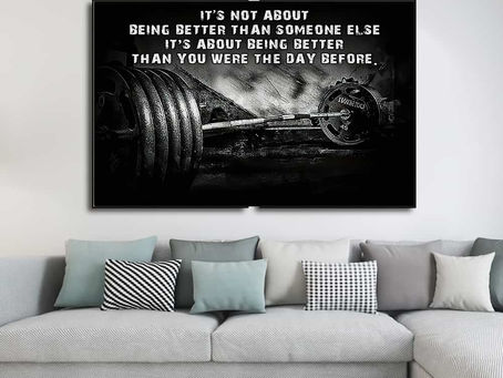 Buy - It's not about being better than someone else Barbell poster, canvas
