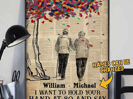 Shop - Old Gay Couple LGBT I Want To Hold Your Hand At 80 And Say We Made It poster, canvas