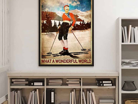 Best - Skiing Girl And i think to myself what a wonderful world poster, canvas