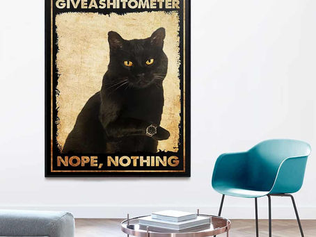 Best - Black Cat Let Me Check My Giveashitometer Nope Nothing poster, canvas