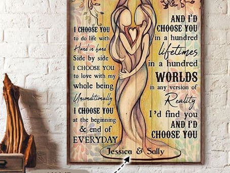 Shop - LGBT Lesbian Couple Tree I choose you to do life with hand in hand side by side poster