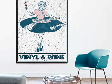 Find - Vinyl Girl Easily distracted by vinyl and wine poster, canvas