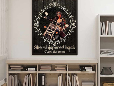 Buy - DOTD Sugar Skull Motorcycle Girl They whispered to her you cannot withstand the storm poster