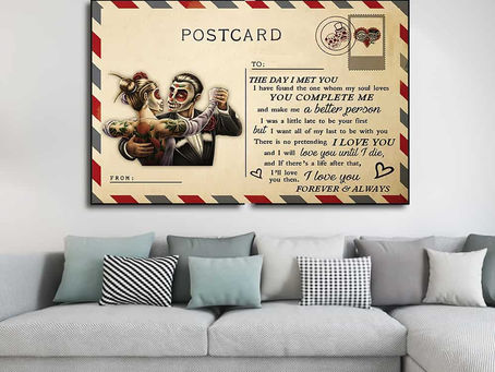 Hot - Sugar Skull Couple Dancing The Day I Met You I Have Found The One Postcard poster, canvas