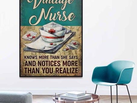 Shop - Vintage nurse knows more than she says and notices more than you realize poster, canvas
