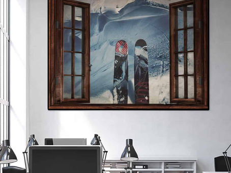 Find - Skiing The Slopes Are Calling Window View poster, canvas