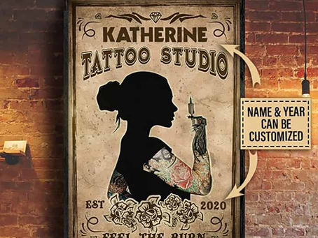 Buy - Tattoo Studio Feel The Burn poster, canvas