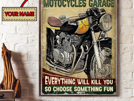 Best - Motorcycles garage everything will kill you so choose something fun poster, canvas