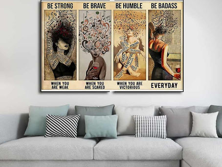 Find - Girl Music and wine be strong when you are weak be brave when you are scared poster, canvas