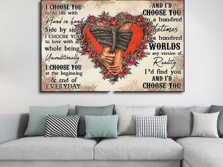Hot - Erotic Tattoos Couple Holding Hand I choose you to do life with hand in hand poster, canvas