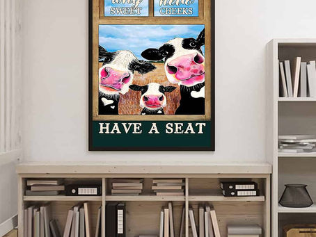 Shop - Why Hello Sweet Cheeks Have A Seat Cows Window poster, canvas