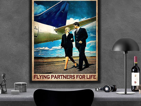 Shop - Flight Attendant Husband and wife flying partners for life poster, canvas