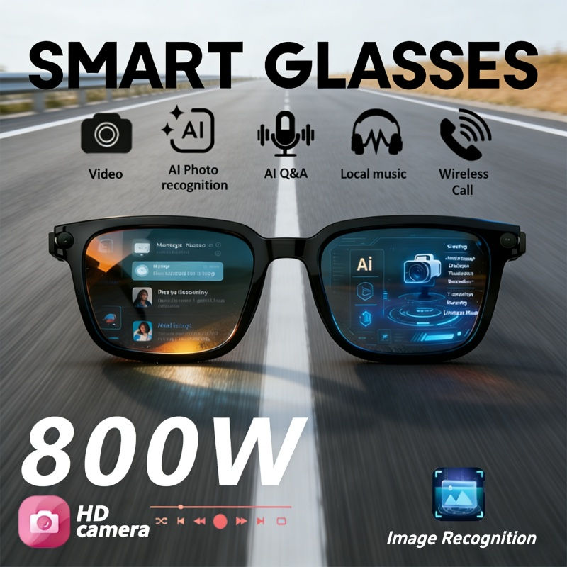 2026 New Smart AI Glasses 800W Shooting Camera HD Photo Video Voice Call Transla