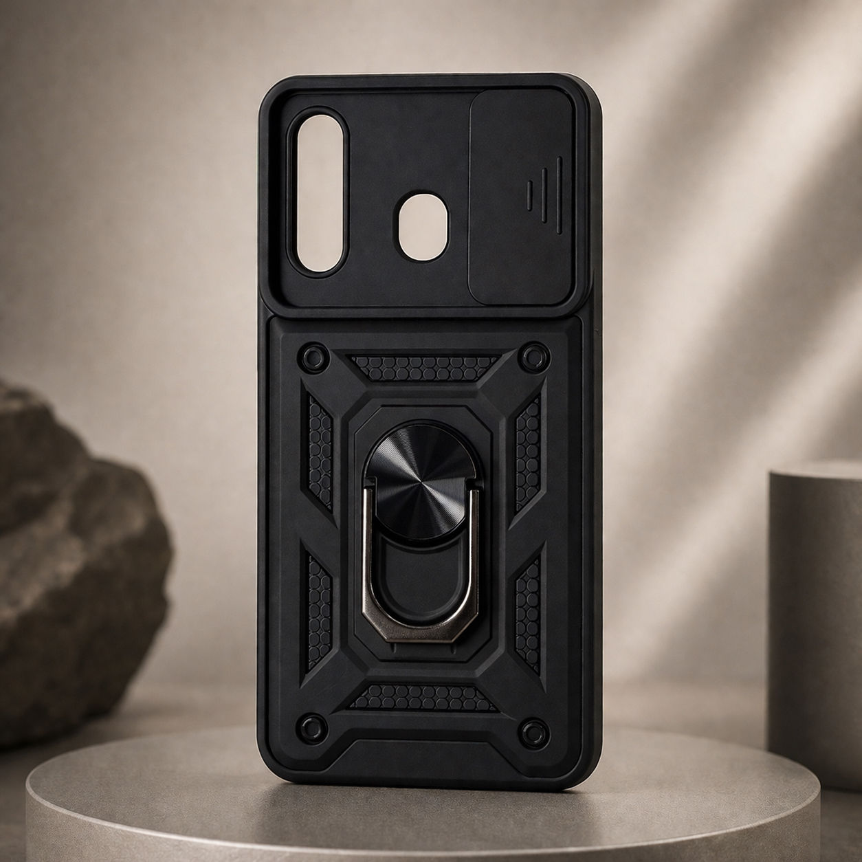 Samsung A20 / A30 / A50 Heavy Duty Kickstand Case with Camera Cover