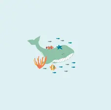 Motif placé enfant baleine