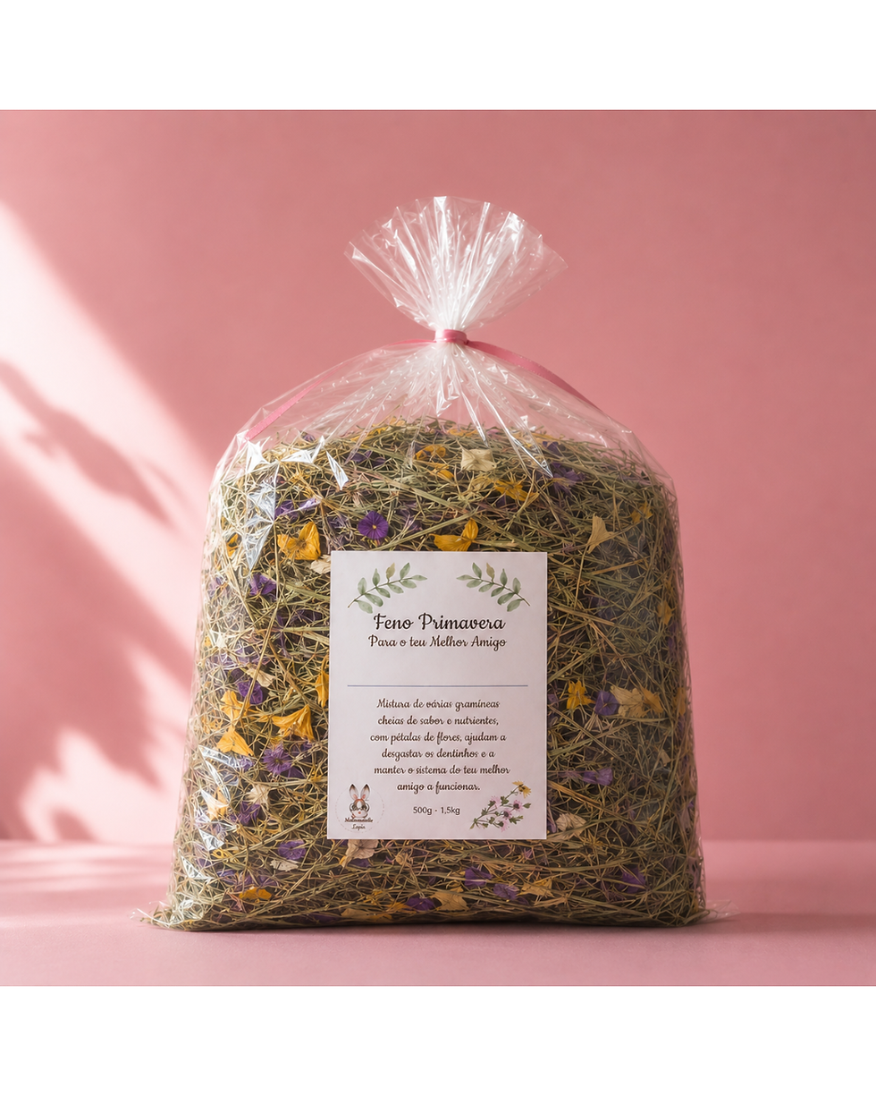 feno primavera verde com flores para coelhos mademoisele lapin