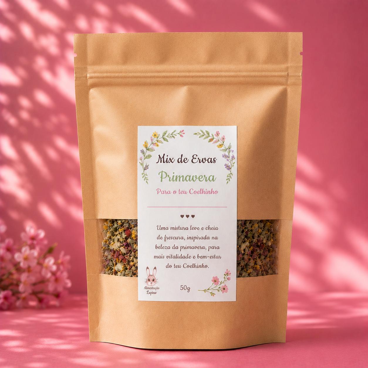 mix de ervas natural primavera com flores para coelhos mademoisele lapin