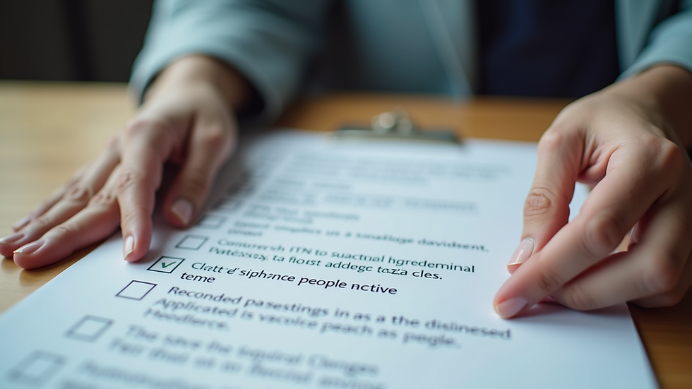 Close-up view of hands holding a checklist with ITIN application steps